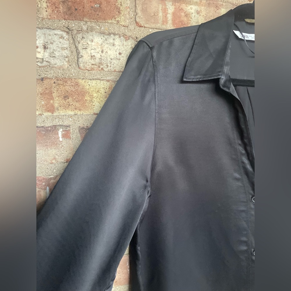 Zara Satin Effect Split Neck Buttoned Blouse - image 4